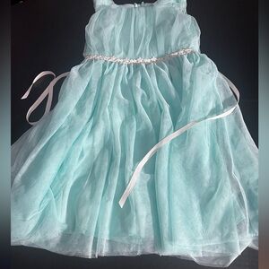 Big Girls Sleeveless Mint Green Tulle Dress Size 12